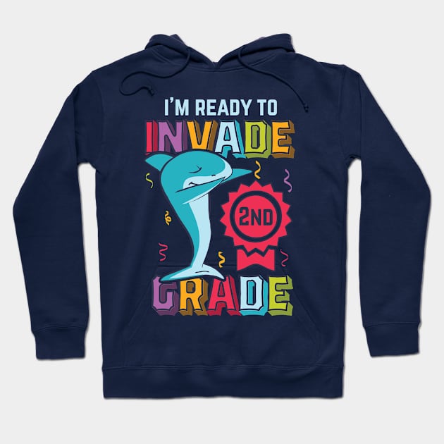 I'm ready to invade 2nd grade Dabbing shark Hoodie by TheBlackCatprints